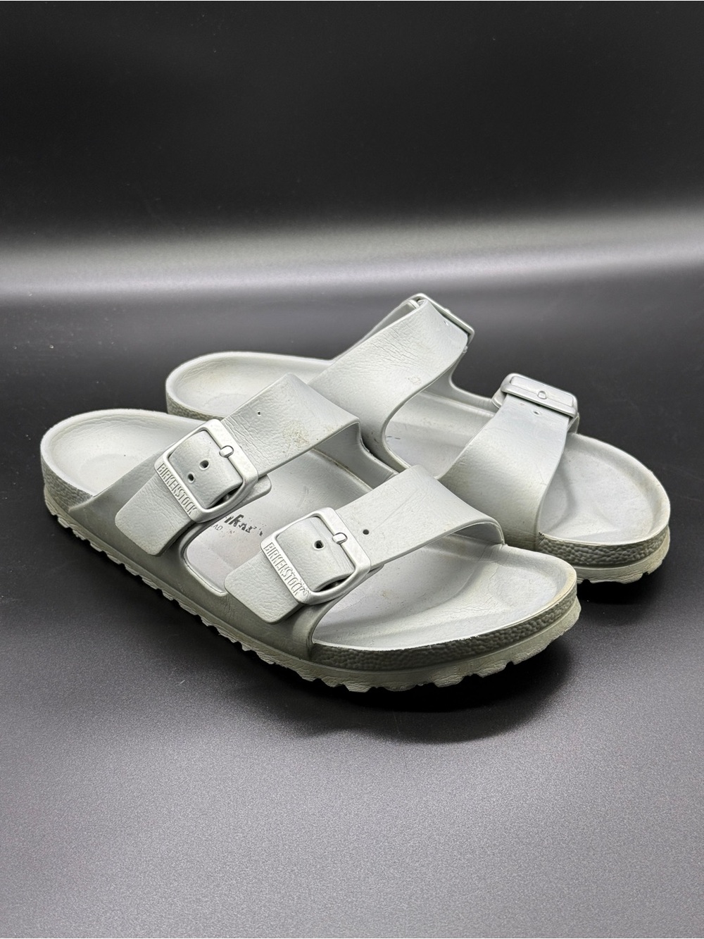 Birkenstock Arizona Eva Sandals Women's 39 Comfy Double Strapped in Silver